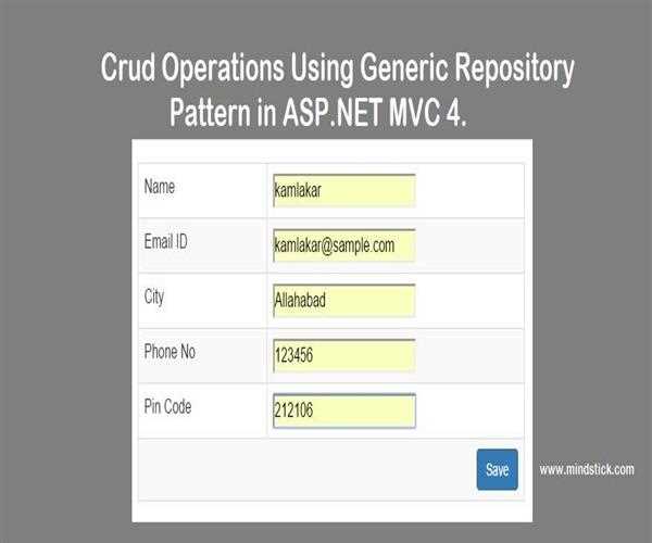 Crud Operations Using Generic Repository Pattern In ASP NET MVC 4