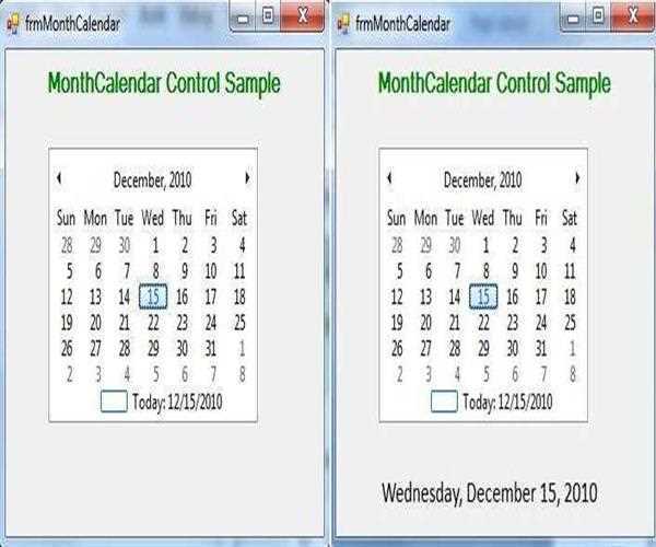 Monthcalendar Control In C Net