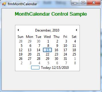 Monthcalendar Control In C Net